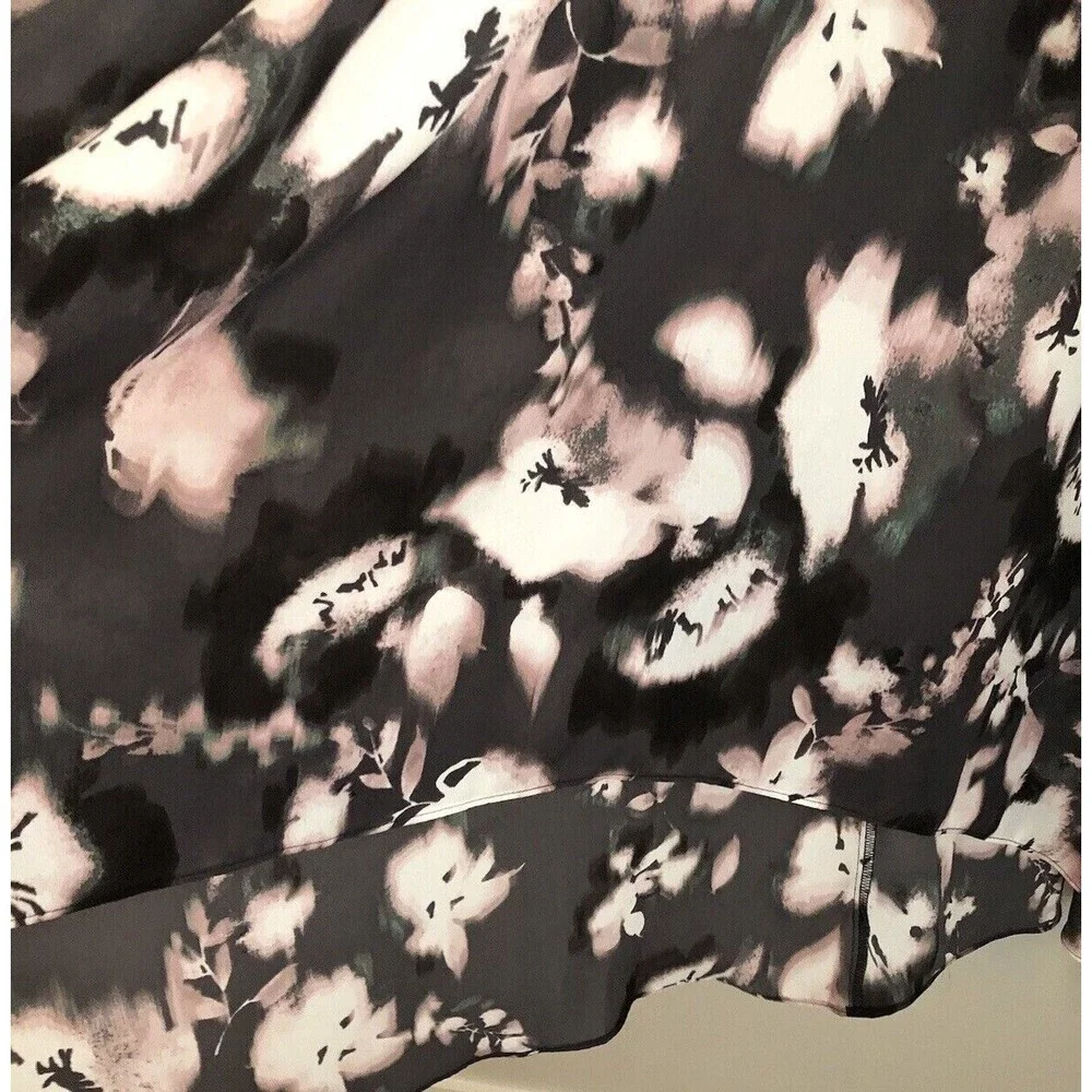 SIMPLY VERA VeraWang Womens Size L Dress Charcoal Pink Floral Hi Low Dress - Picture 5 of 10